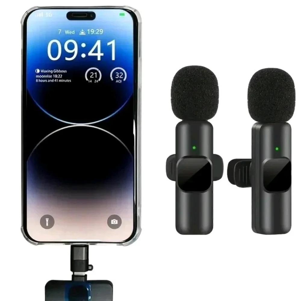 Wireless Lavalier Microphone Set - Black